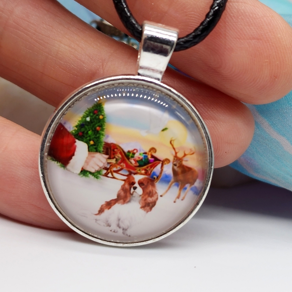 ❤️ Pendant Necklace Santa Dogs Christmas Delicate Pendant Gift